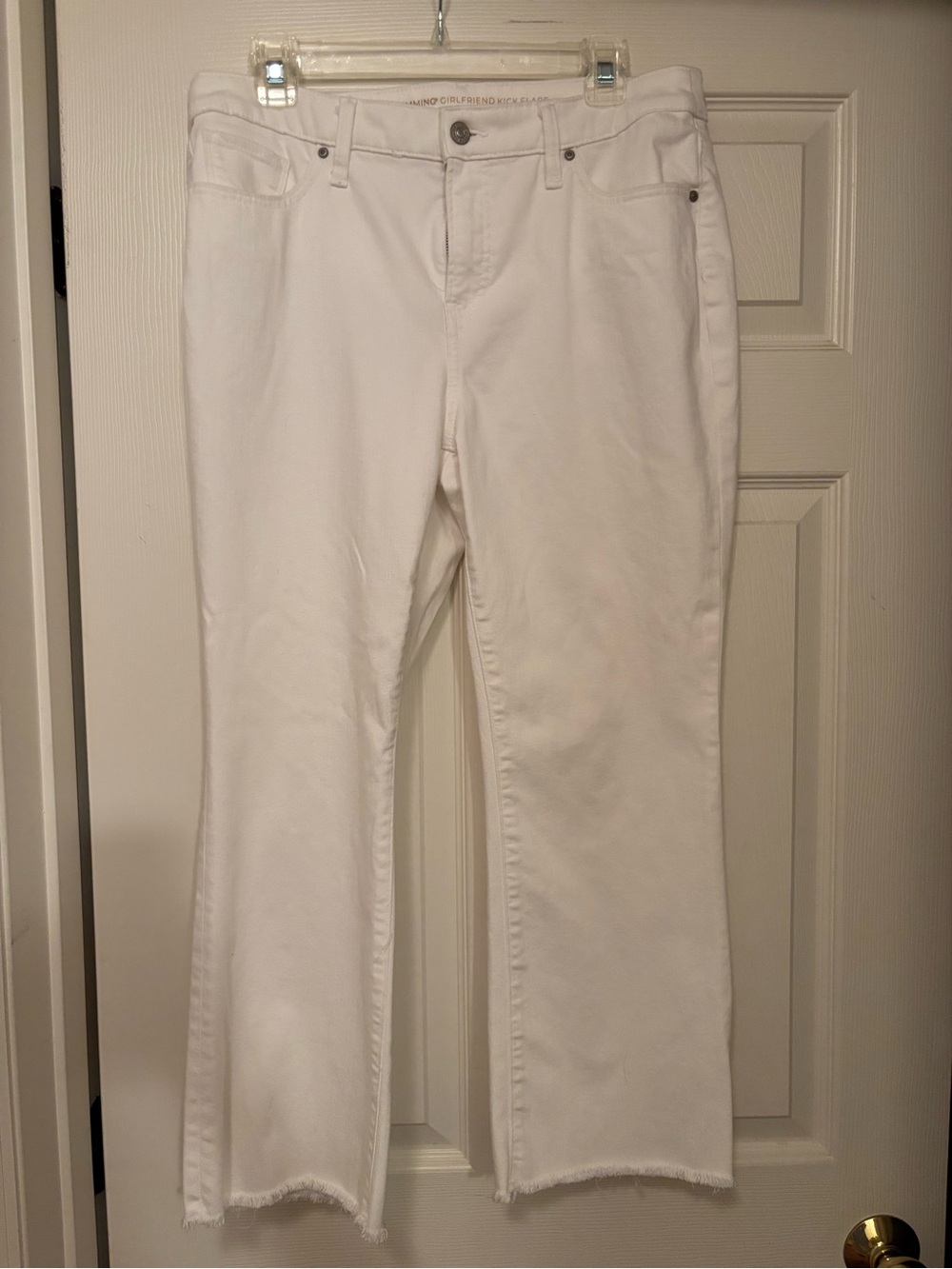 Chicos SoSlimming Girlfriend White Women's Frayed Hem Jeans Size 1.5